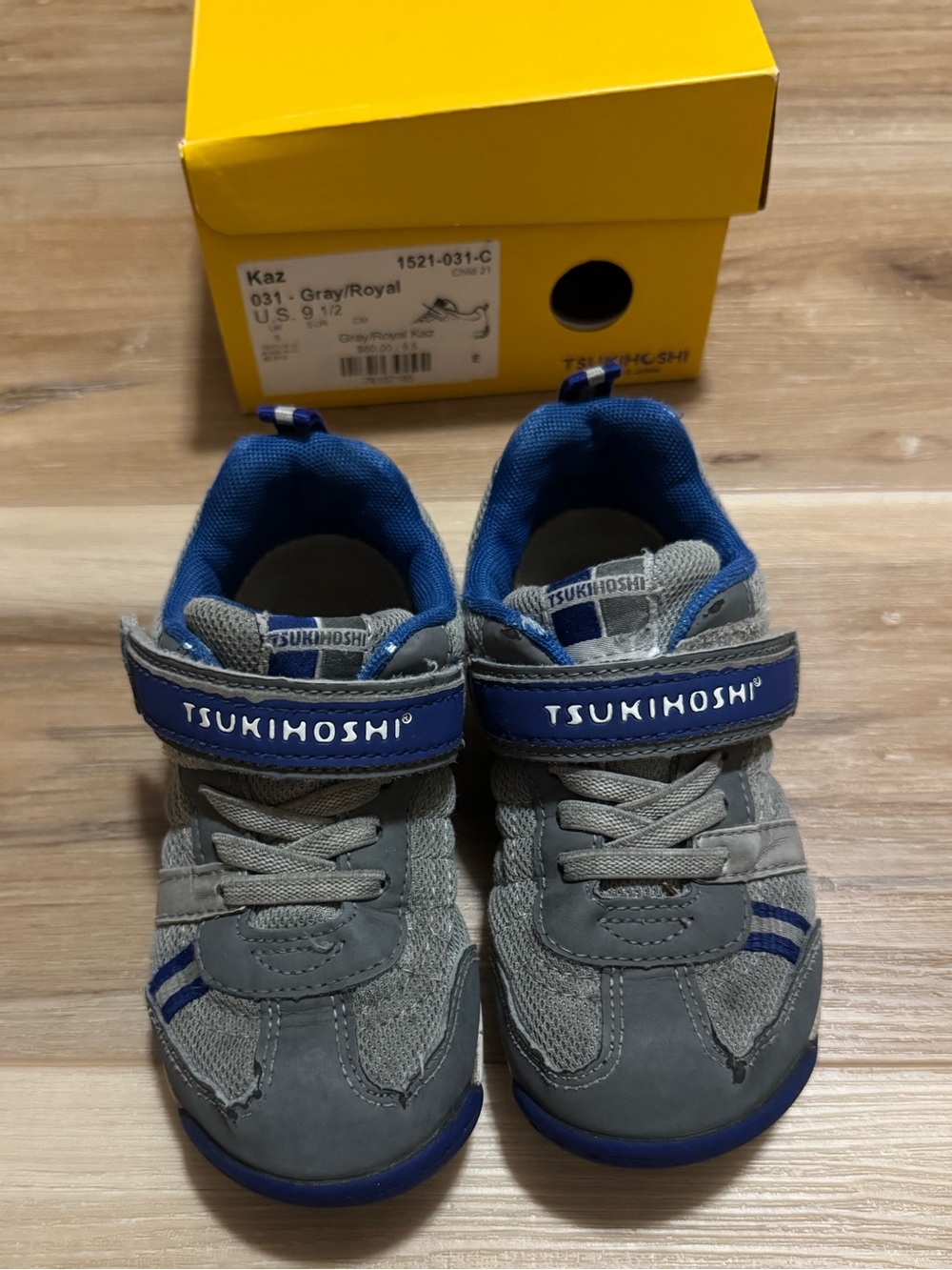 Tsukihoshi Kaz Toddler Gray/Royal Blue Shoes Size 9.5 US / 27 EUR